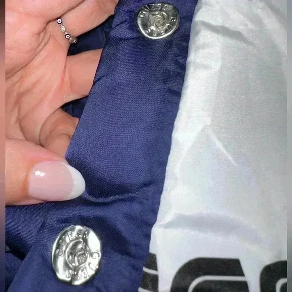 Guess Womens Navy Blue Puffer Hooded Jacket - Picture 16 of 16